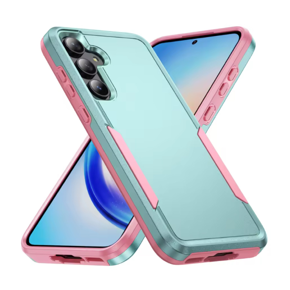 Samsung Galaxy S22 Plus Armor Case - Military Grade PC + TPU Cover - Green-Pink