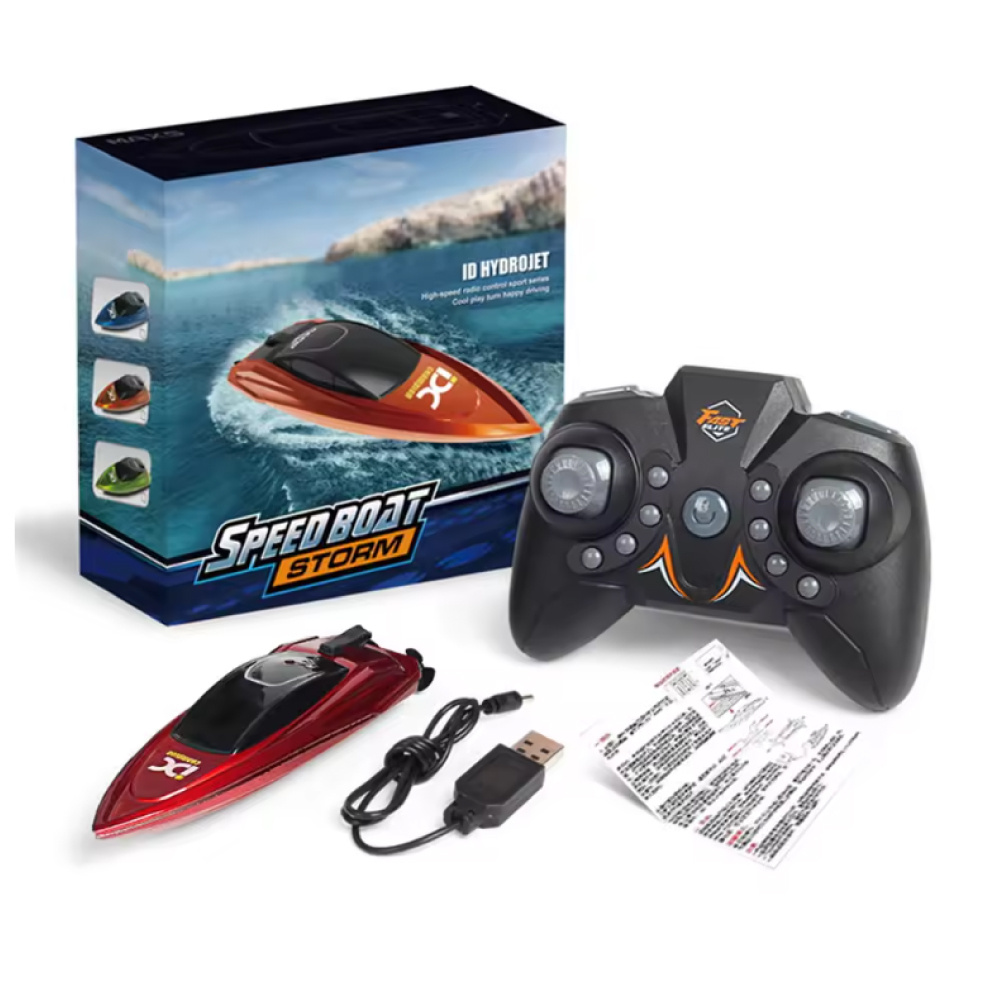 Stuff Certified® HC-805 RC Speed Boat with Remote Control - Swimming Pool Toys Waterproof - Red