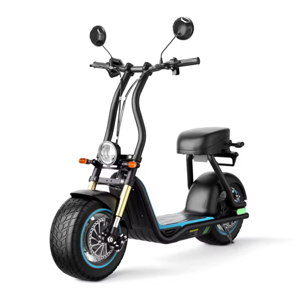 HoneyWhale Vélo électrique M5 Max Fat Tire Chopper - Scooter intelligent - Roues de 14 pouces - Noir