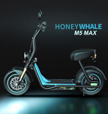 HoneyWhale Bicicleta eléctrica M5 Max Fat Tire Chopper - Patinete eléctrico inteligente - Ruedas de 14" - Color negro