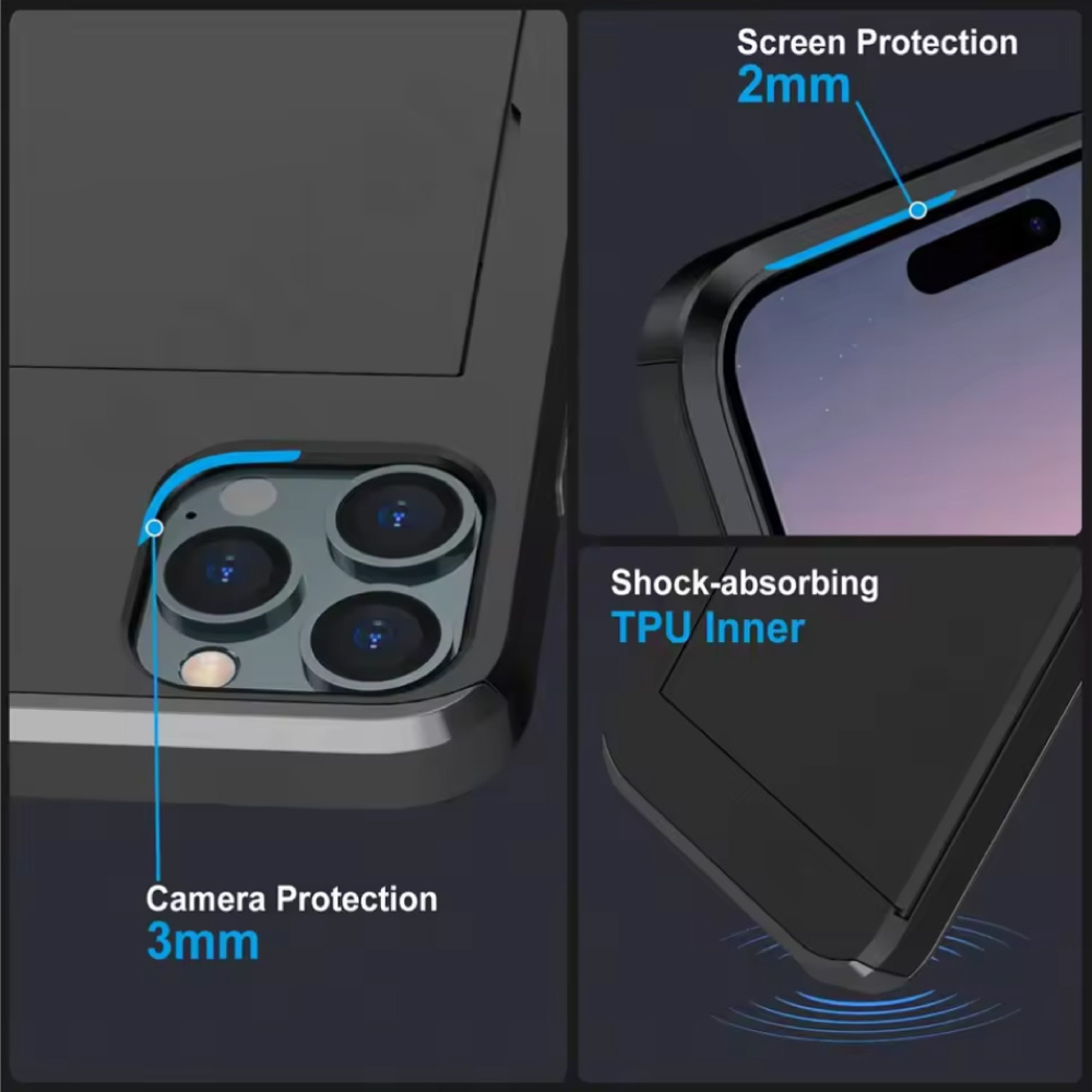 UTHAI Étui portefeuille avec fente pour carte pour iPhone 8 - Bleu marine