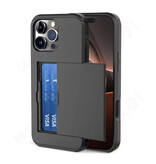 UTHAI Funda para iPhone 16 con tarjetero - Funda tipo cartera con ranura para tarjetas - Negra