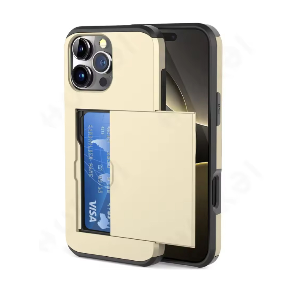 UTHAI Kaarthouder Hoesje voor iPhone 11 Pro - Wallet Card Slot Cover Case - Goud