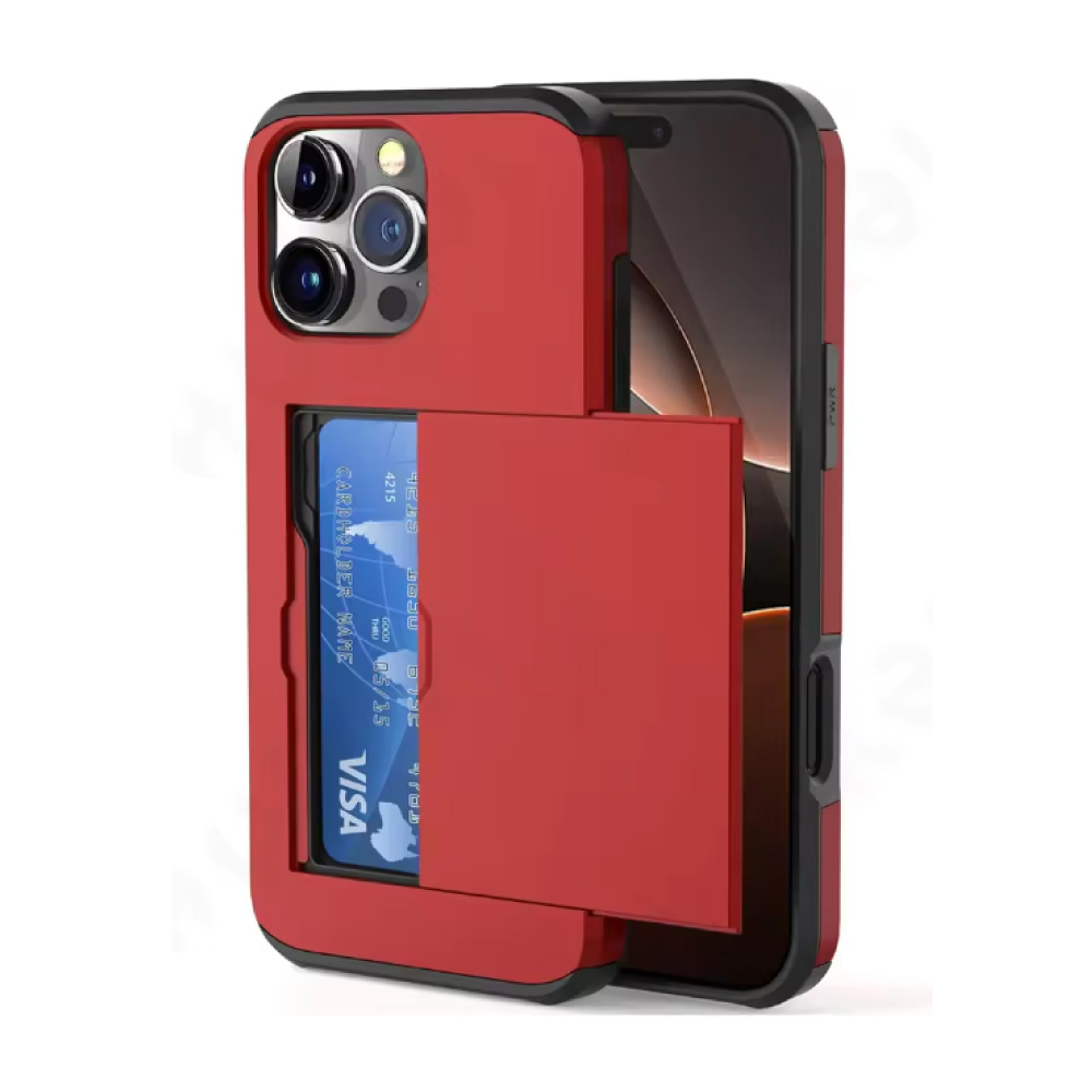 UTHAI Kaarthouder Hoesje voor iPhone 7 Plus - Wallet Card Slot Cover Case - Rood