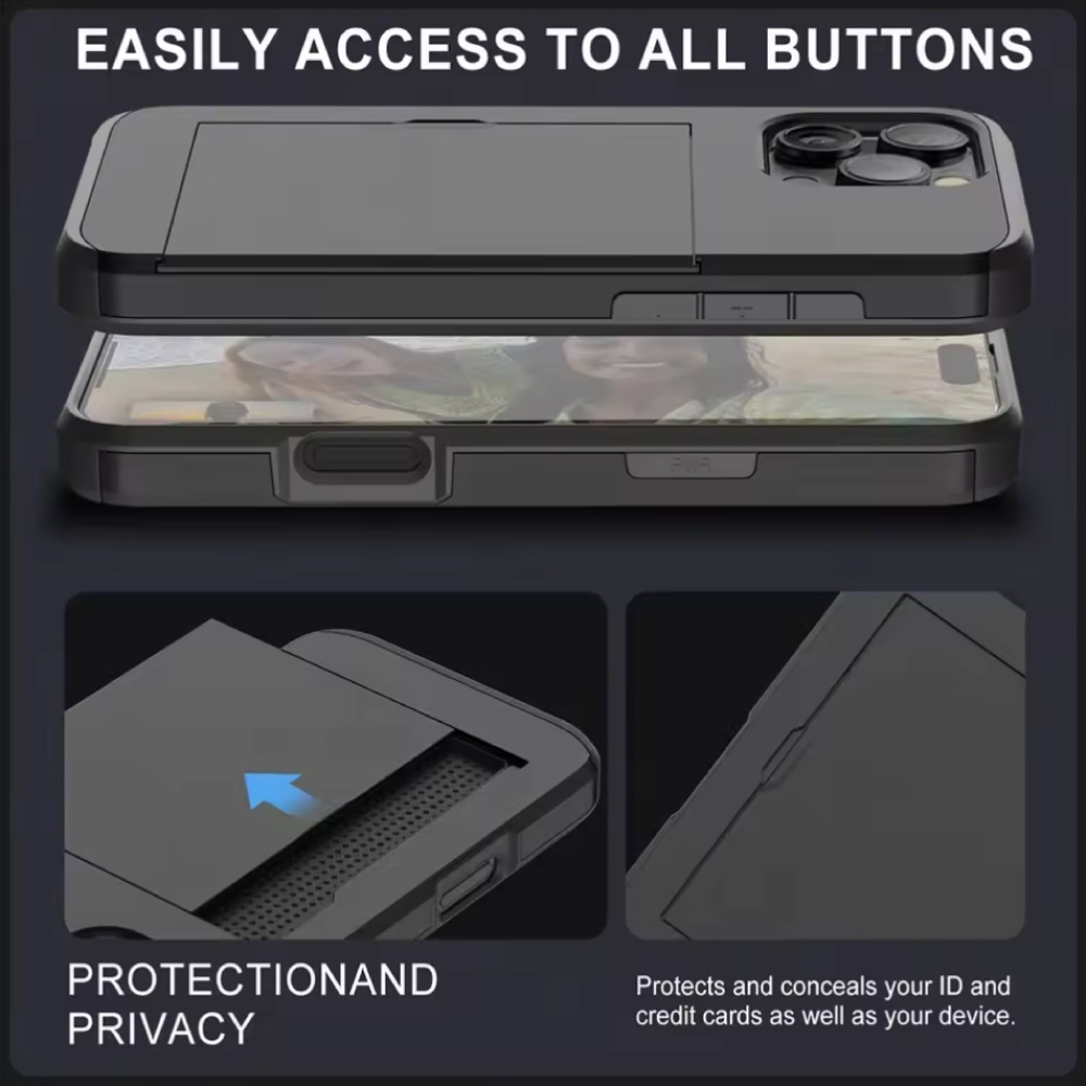 UTHAI Custodia porta carte per iPhone 13 Pro Max - Custodia porta carte con slot per portafoglio - Verde