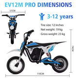 Evercross Tech EV12M Pro Electric Motorcycle - Scooter Kids - 12" Wheels - Red