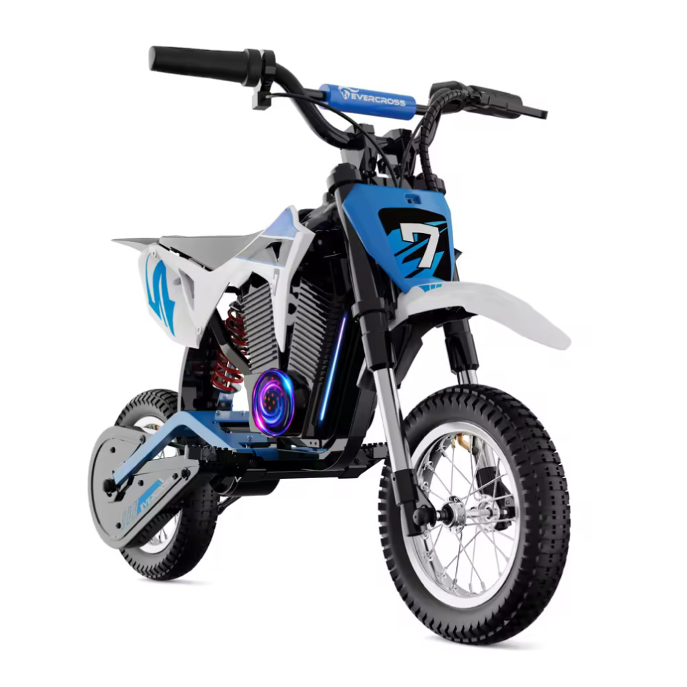 Evercross Tech EV12M Pro Electric Motorcycle - Scooter Kids - 12" Wheels - Blue