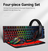 T-WOLF 4-in-1 Gaming Toetsenbord / Koptelefoon / Muis / Muismat - RGB - QWERTY