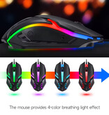 T-WOLF Teclado para juegos 4 en 1, auriculares, ratón y alfombrilla de ratón - RGB - QWERTY