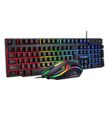 T-WOLF Klawiatura do gier 4 w 1 / Słuchawki / Mysz / Podkładka pod mysz - RGB - QWERTY