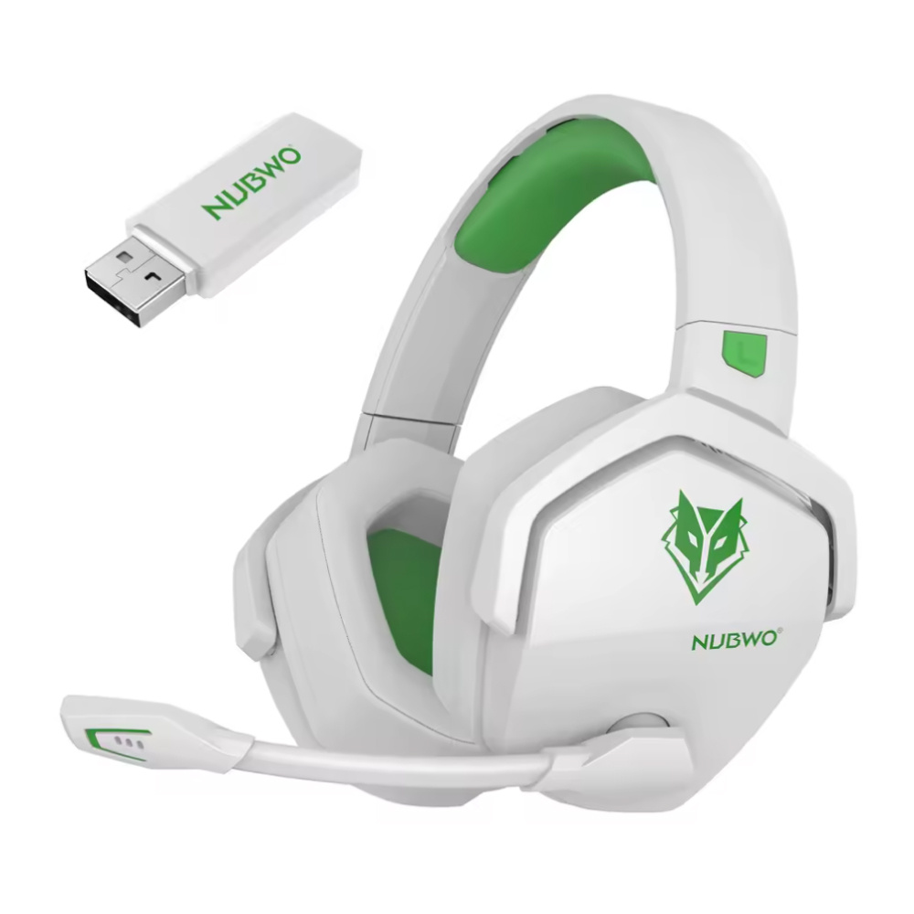 NUBWO G06 Gaming Headset with Microphone - Over-ear Headphones - White Green