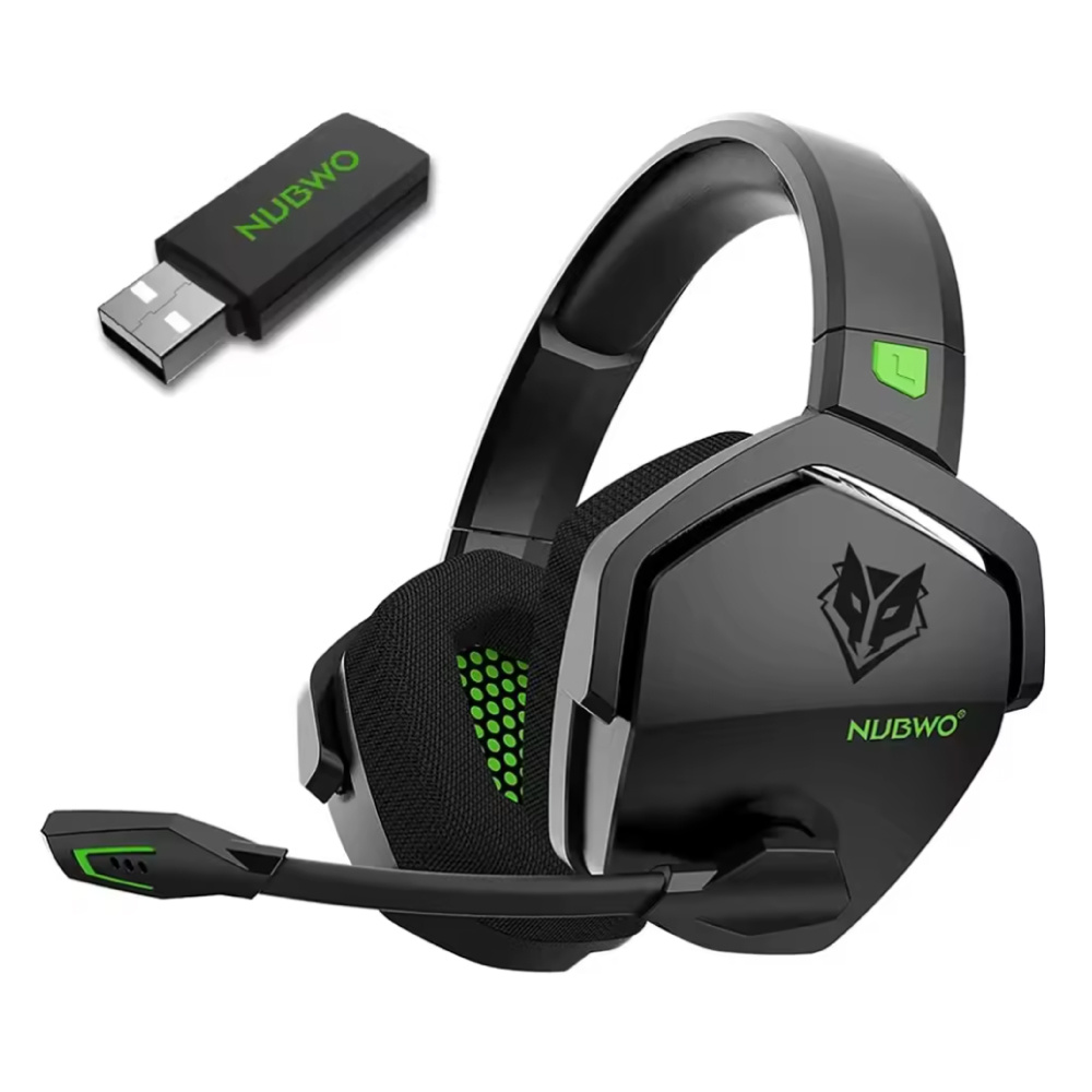 NUBWO Casque de jeu G06 avec microphone - Casque supra-auriculaire - Noir/vert