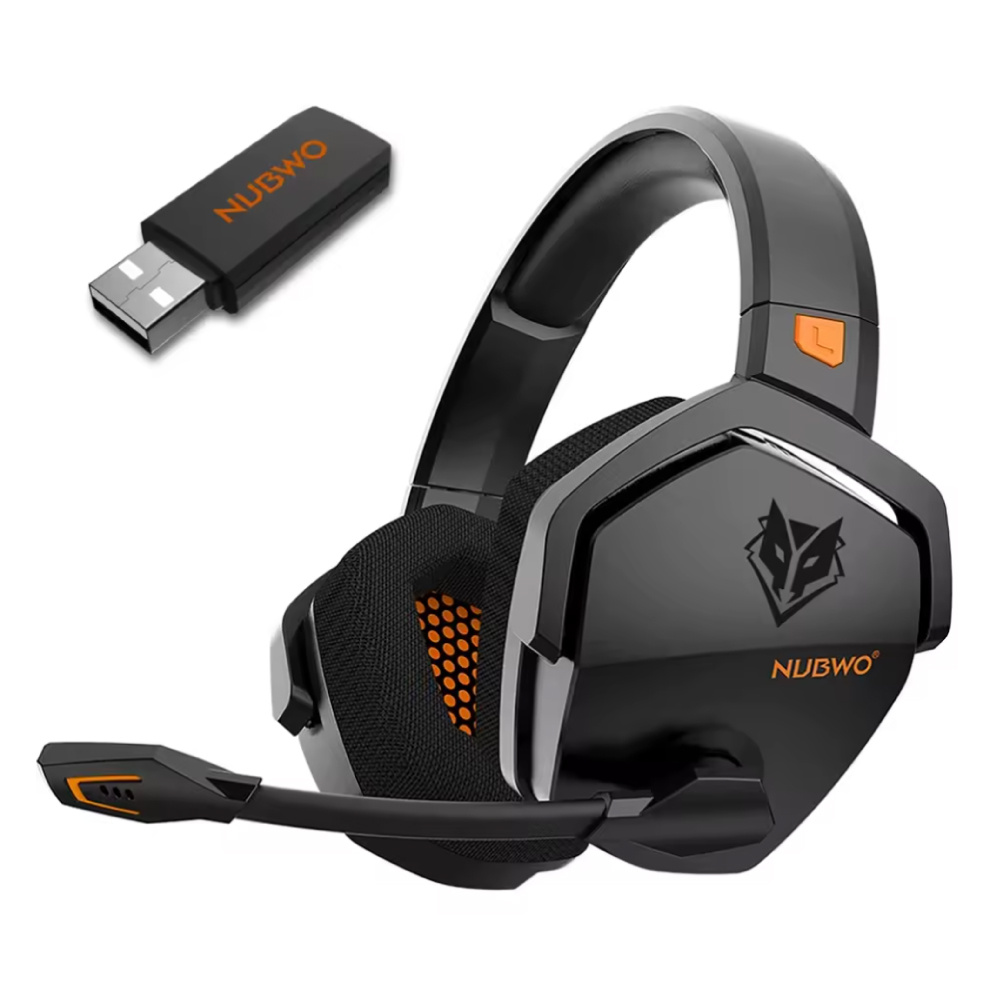NUBWO Casque de jeu G06 avec microphone - Casque supra-auriculaire - Noir/Orange