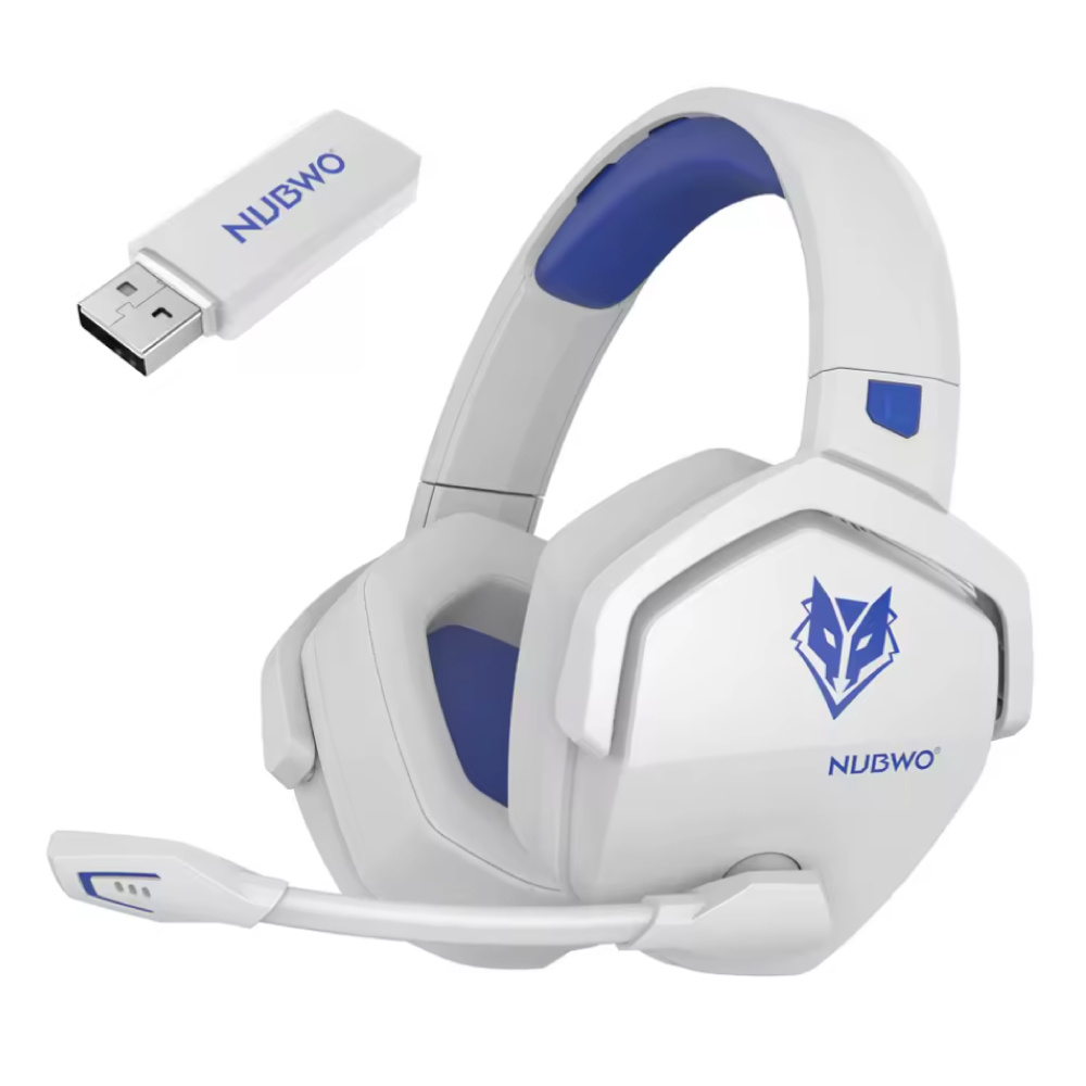 NUBWO G06 Gaming Headset with Microphone - Over-ear Headphones - White Blue
