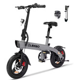 ELEKGO Bicicleta eléctrica urbana EG01 - Ruedas de 14 pulgadas - Plegable e inteligente - Gris