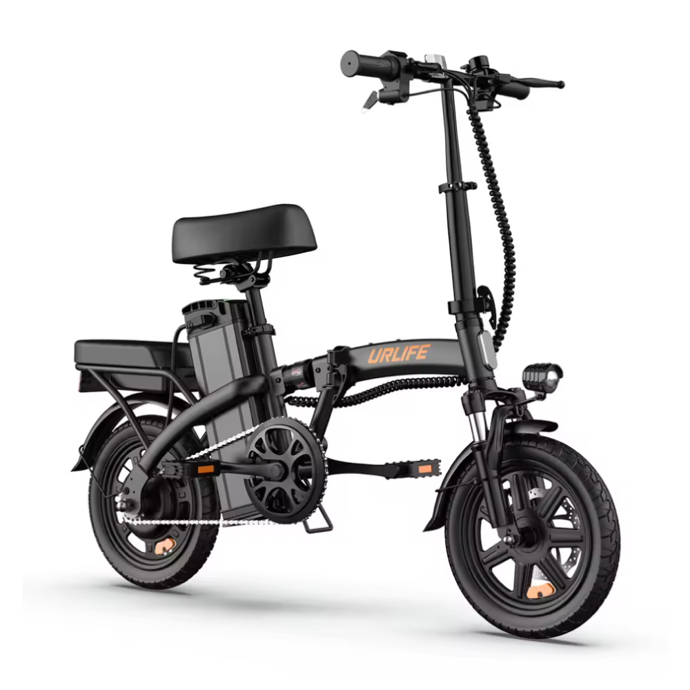 URLIFE Bicicleta eléctrica F1L - Ruedas de 14 pulgadas - Plegable e inteligente - Negra