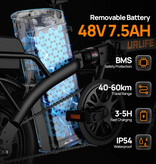 URLIFE Vélo électrique F1L - Roues de 14 pouces - Vélo électrique intelligent pliable - Noir