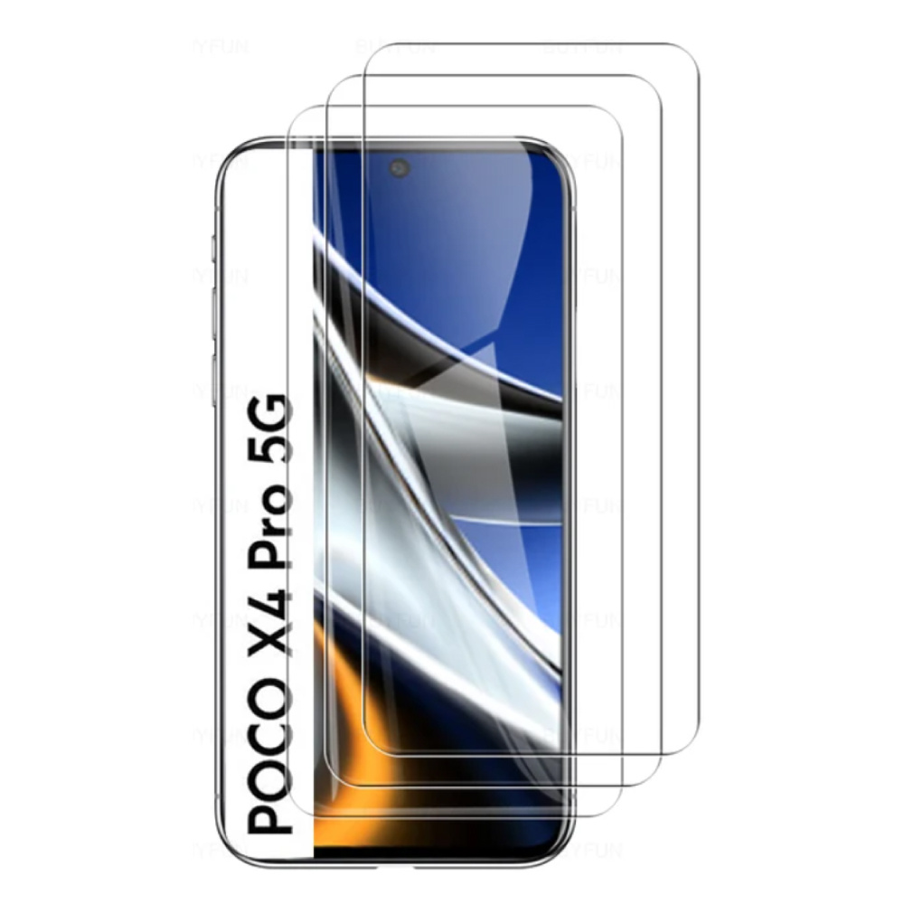 Stuff Certified® Lot de 4 protections d'écran en verre trempé pour Xiaomi Poco X4 Pro (5G)