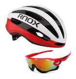 RNOX Ultraleichter Fahrradhelm und Sonnenbrille – MTB-Rennradhelm, Fahrradschutz – Weiß Rot