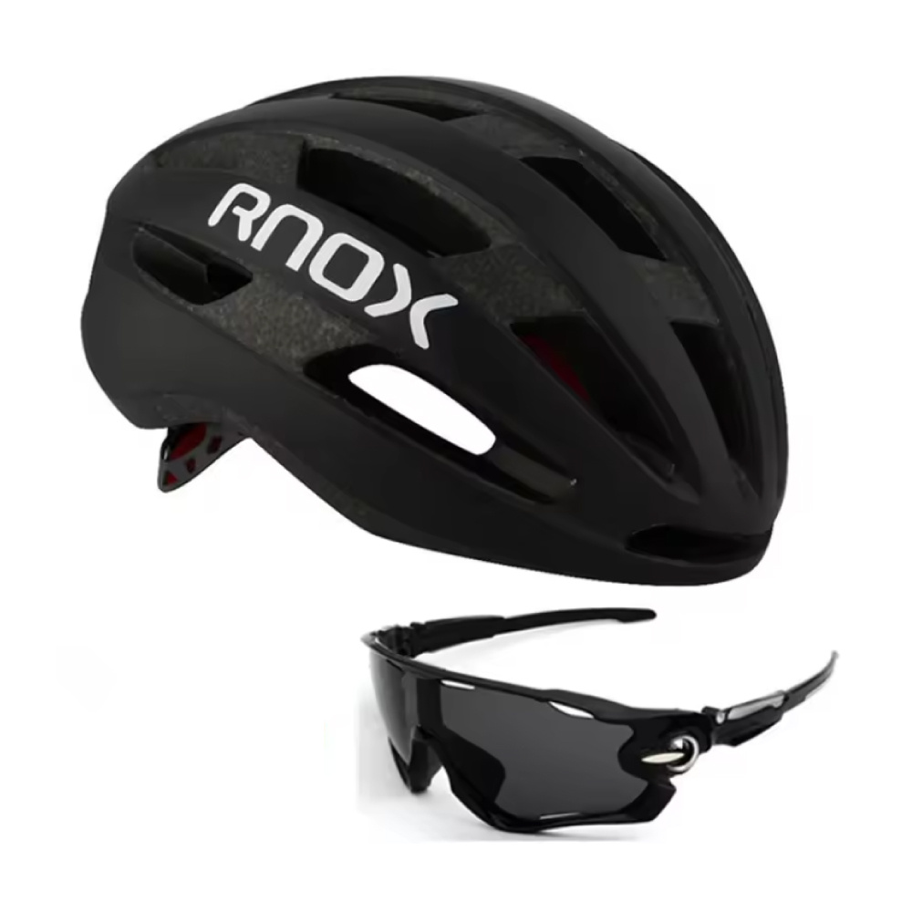 RNOX Ultralight Cycling Helmet and Sunglasses - MTB Road Bike Helmet Cycling Protection - Black