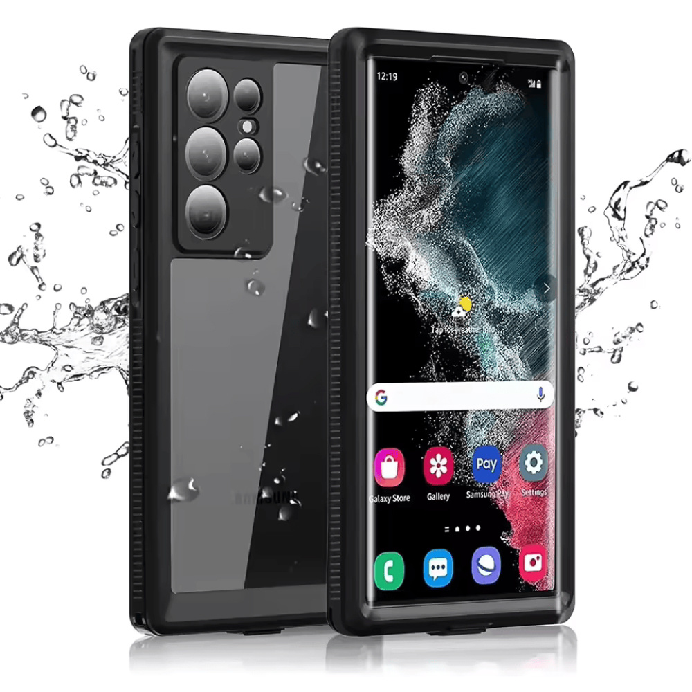 Huikai Custodia impermeabile per Samsung Galaxy S22 - Custodia antiurto a 360°, resistente e a tutto corpo - Nero