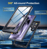 Huikai Custodia impermeabile per Samsung Galaxy S23 - Custodia antiurto a 360°, resistente e a tutto corpo - Nero