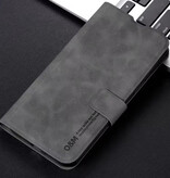 Stuff Certified® Custodia a libro per Xiaomi Poco F6 Pro - Custodia a portafoglio in similpelle - Grigio scuro