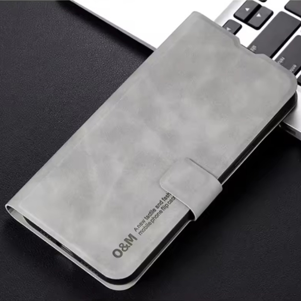 Étui portefeuille à rabat en similicuir pour Xiaomi Poco X6 - Gris