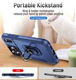 Stuff Certified® iPhone 16 Pro Max - Military Shockproof Case with Kickstand - Grip Socket Magnetic Cover Case - Red Black