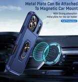 Stuff Certified® Funda militar antigolpes con soporte para iPhone 16.º, con cierre magnético y ranuras para tarjetas, color azul