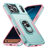Stuff Certified® iPhone 16 - Militärische stoßfeste Hülle mit Ständer - Grip Socket Magnetische Schutzhülle - Grün Pink