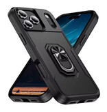 Stuff Certified® Funda militar a prueba de golpes con soporte para iPhone 16 Pro Max, con agarre magnético y ranuras para tarjetas, color negro