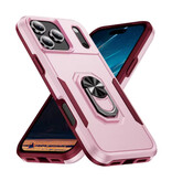 Stuff Certified® iPhone 16 - Militair Shockproof Hoesje met Kickstand - Grip Socket Magnetische Cover Case - Roze