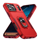 Stuff Certified® Funda militar a prueba de golpes con soporte para iPhone 16 - Funda con tapa magnética y agarre - Color rojo