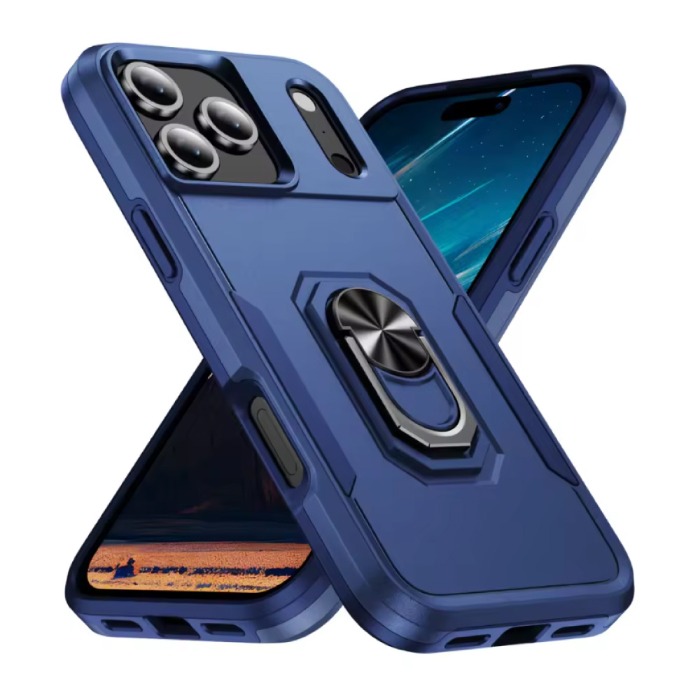 iPhone 17 Pro - Custodia antiurto militare con supporto - Custodia magnetica Grip Socket - Blu