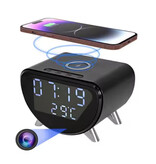 Wiwacam Sveglia con telecamera - Orologio WiFi 4K - Sicurezza domestica intelligente con visione notturna e rilevamento del movimento - Nero