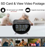 Wiwacam Réveil avec caméra - Horloge Wi-Fi 4K - Sécurité domestique intelligente, vision nocturne, détection de mouvement - Noir