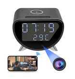 Wiwacam Réveil avec caméra - Horloge Wi-Fi 4K - Sécurité domestique intelligente, vision nocturne, détection de mouvement - Noir