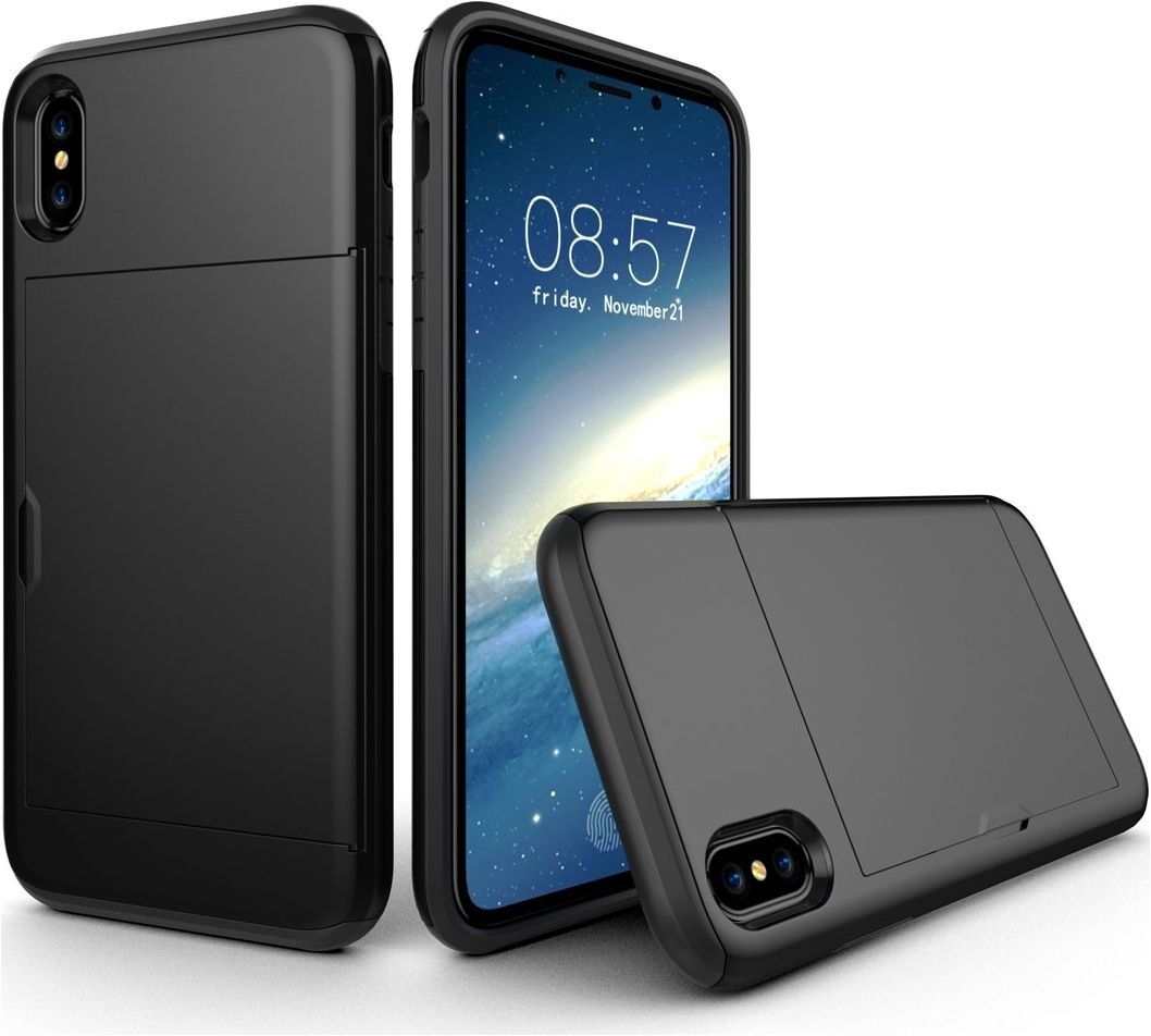 XDAG Funda con tarjetero para iPhone XS Max - Funda tipo cartera con ranura para tarjetas, negra