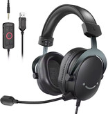 Fifine Headset with Detachable Microphone - Over-ear 7.1 Surround Headphones - Black