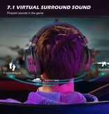 Fifine Headset with Detachable Microphone - Over-ear 7.1 Surround Headphones - Black