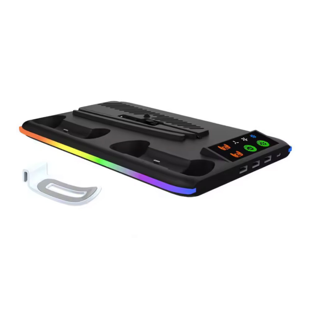 RGB Koeling Standaard met Controller Oplaadstation voor PS5/Slim/Pro - Zwart
