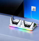 Stuff Certified® Soporte de refrigeración RGB con estación de carga para mandos de PS5/Slim/Pro (negro)