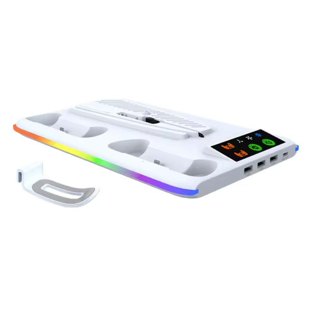 Stuff Certified® Podstawka chłodząca RGB ze stacją ładującą kontroler do PS5/Slim/Pro – biała