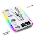 Stuff Certified® Podstawka chłodząca RGB ze stacją ładującą kontroler do PS5/Slim/Pro – biała