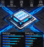 GMKtec NucBox G3 Mini-Desktop-PC – 8 GB RAM / 256 GB ROM – Intel Alder Lake N100 – M.2 SSD / WiFi 6 / Bluetooth 5.2 – Windows 11 Pro – Grau