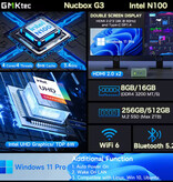 GMKtec NucBox G3 Mini Desktop PC - 8 GB di RAM / 256 GB di ROM - Intel Alder Lake N100 - SSD M.2 / WiFi 6 / BT5.2 - Windows 11 Pro - Grigio
