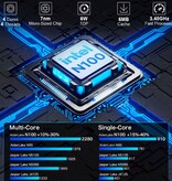 GMKtec G3 Mini komputer stacjonarny – 8 GB RAM / 256 GB ROM – Intel Alder Lake N100 – dysk SSD M.2 / WiFi 6 / BT5.2 – Windows 11 Pro – zielony