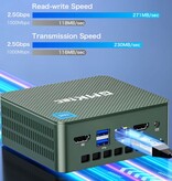 GMKtec Mini PC de bureau G3 - 8 Go de RAM / 256 Go de ROM - Processeur Intel Alder Lake N100 - SSD M.2 / Wi-Fi 6 / Bluetooth 5.2 - Windows 11 Professionnel - Vert