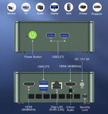 GMKtec NucBox G3 Mini Desktop PC - 8GB RAM / 256GB ROM - Intel Alder Lake N100 - M.2 SSD / WiFi 6 / BT5.2 - Windows 11 Pro - Green